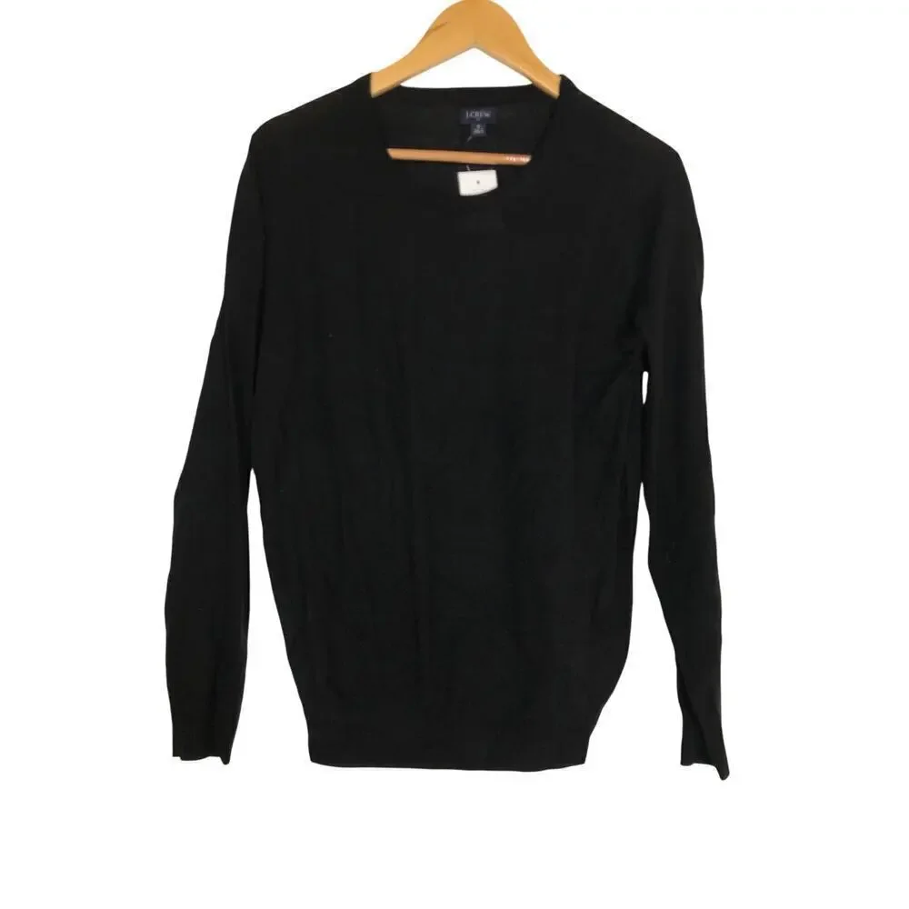 J. Crew Factory Sweater Merino Wool Blend Crewneck Long Sleeve Black NWT Small